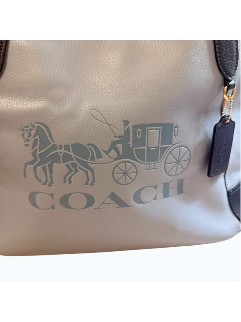 Coach C5676 Horse & Carriage Colorblock Pebble Leather Tote Bag Twilight Multi - Picture 2 of 16